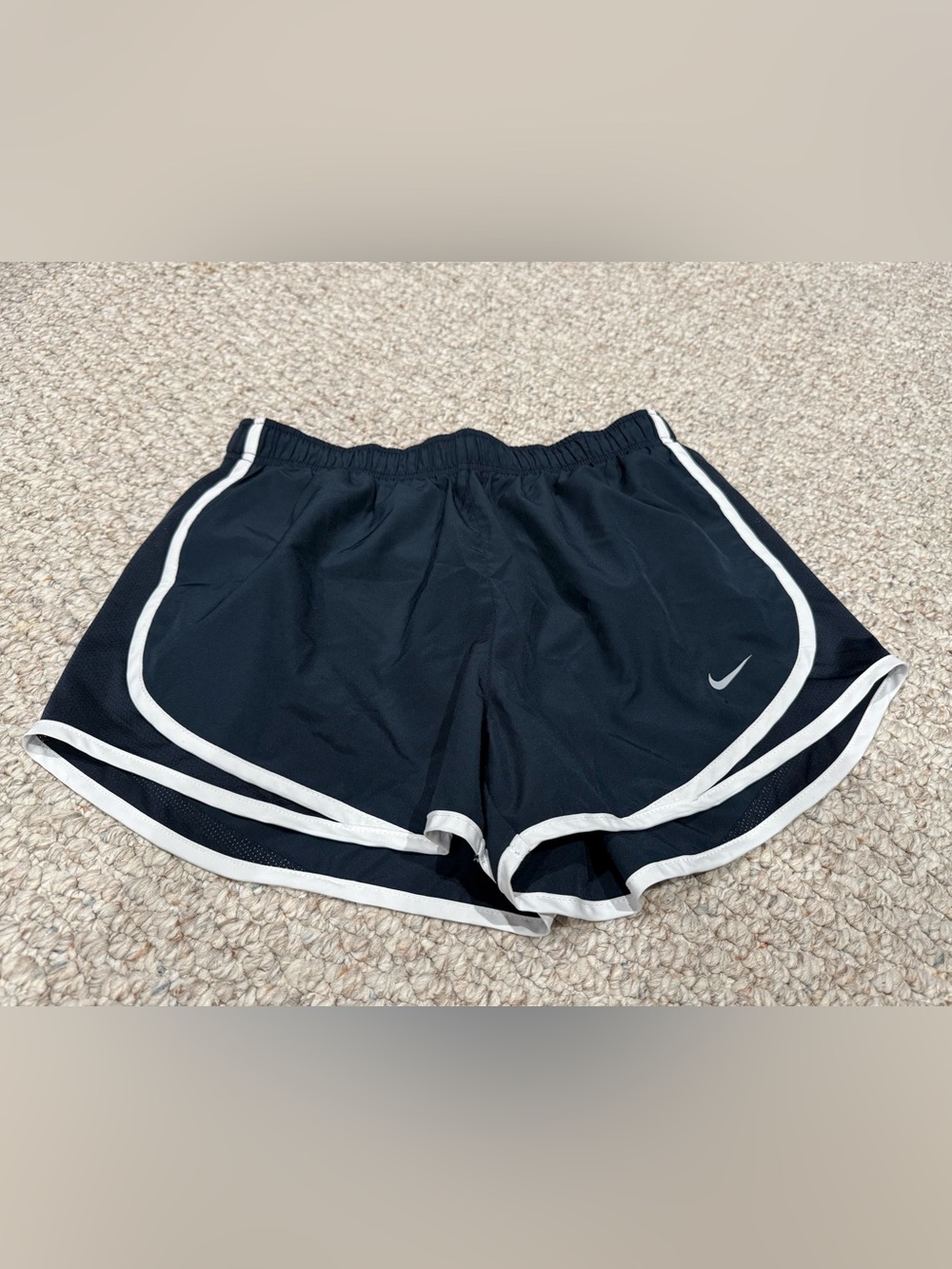 Nike Women's Navy Athletic Shorts with White Trim